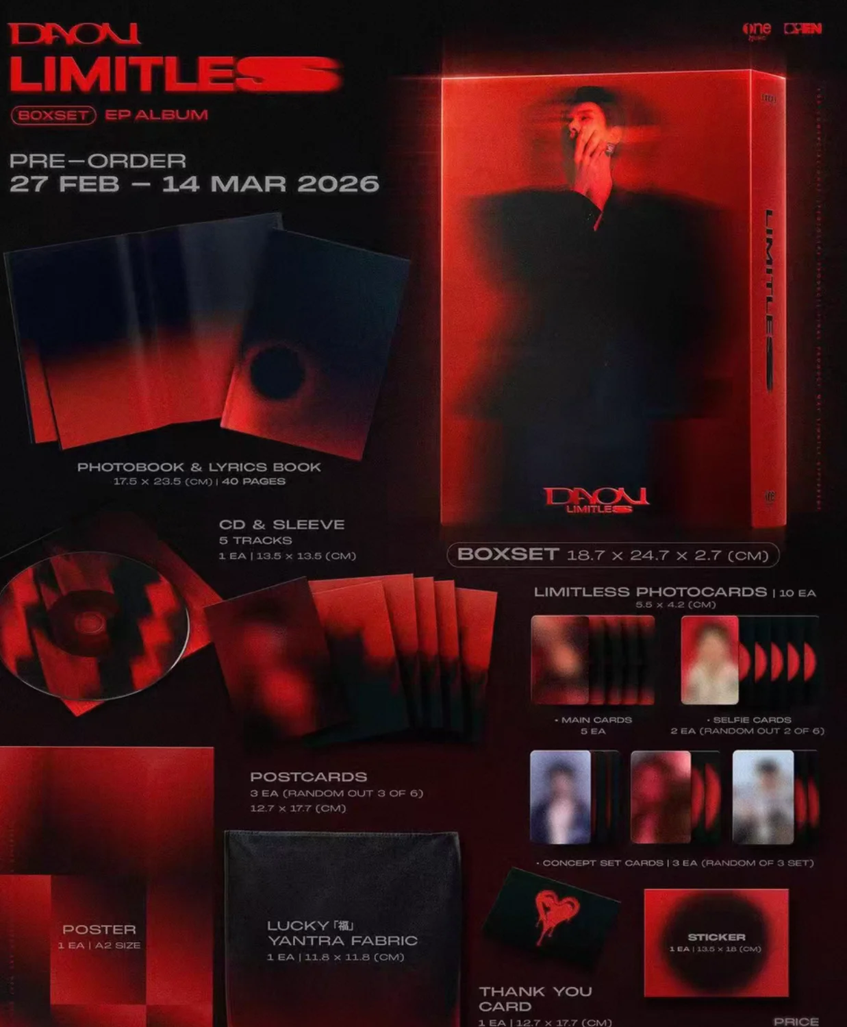 

Тайский певец Дэоу: Официальный оригинальный бокс-сет первого EP-альбома LIMITLESS, предзаказ.