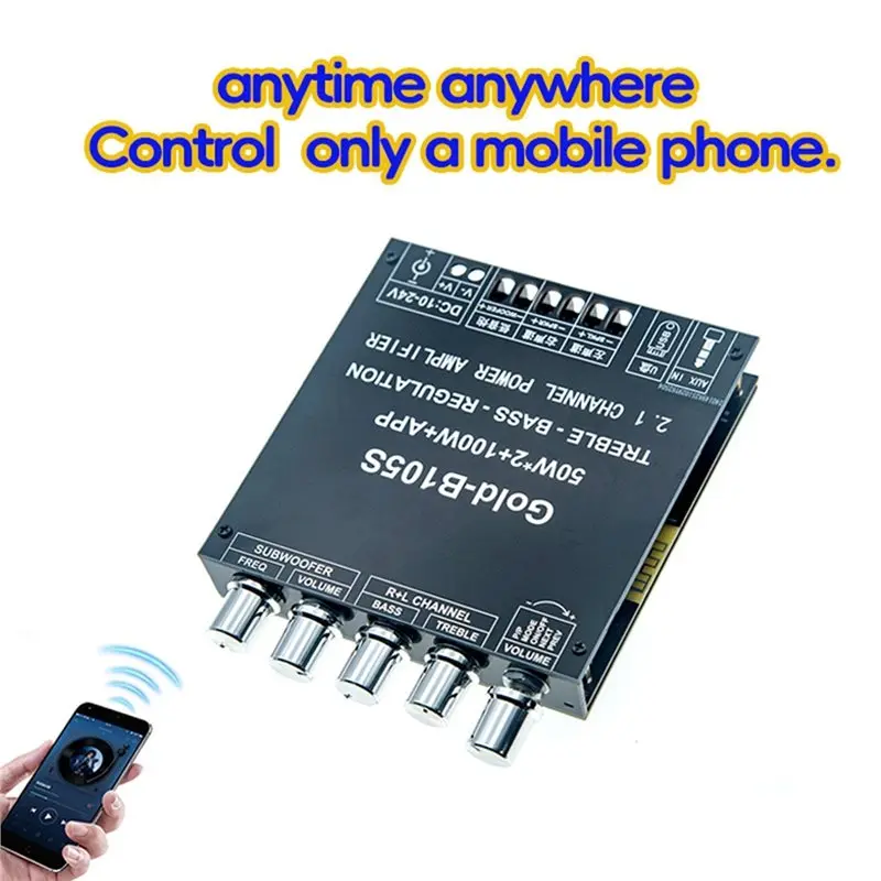 

N93RNEW! Цифровая Bluetooth-плата усилителя B105S TPA3116D2 с управлением с телефона для регулировки высоких и низких частот для улучшения качества сабвуфера