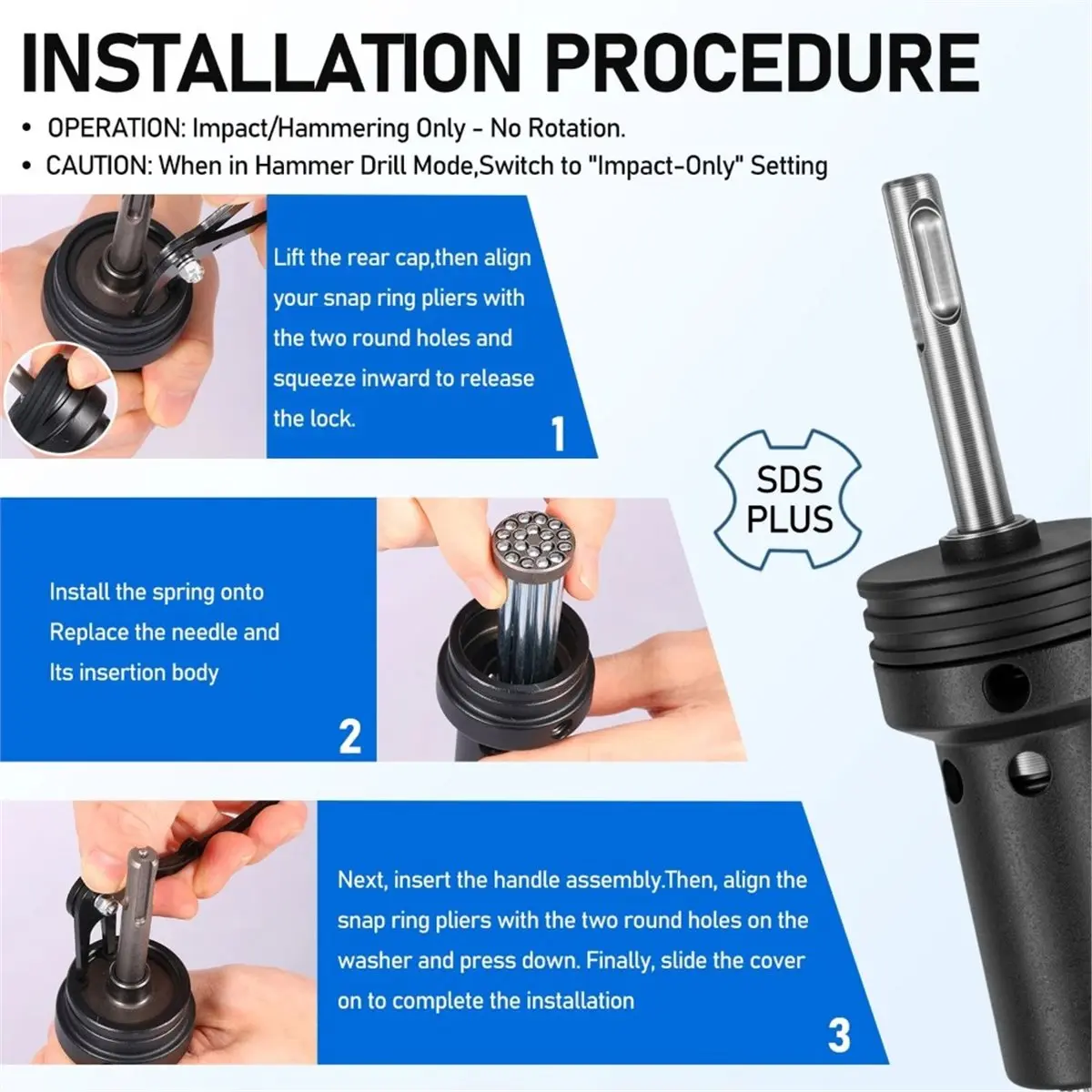 SDS Plus Electric Hammer Pin Scaler Kit with 18 Pin 3mm for Rust and Paint Removal