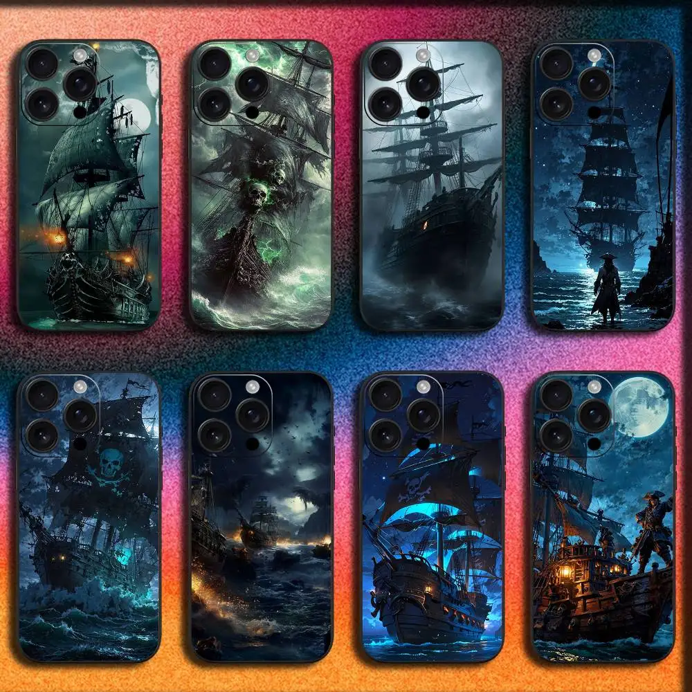 

Pirate Ghost Ship Phone Case For iPhone 17,16,15,14,13,12,11,Pro,Max,Plus,E,SE4,Air,Mini Black Cover