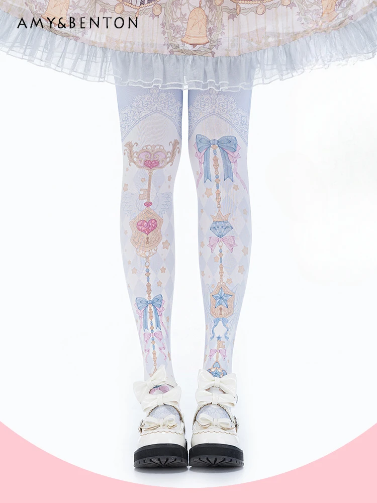 Fairy Tale Original Dopamine Girl Lolita Knee High Socks Japanese Sweet Cute Stockings Sexy Kawaii Printed Thigh High Stockings