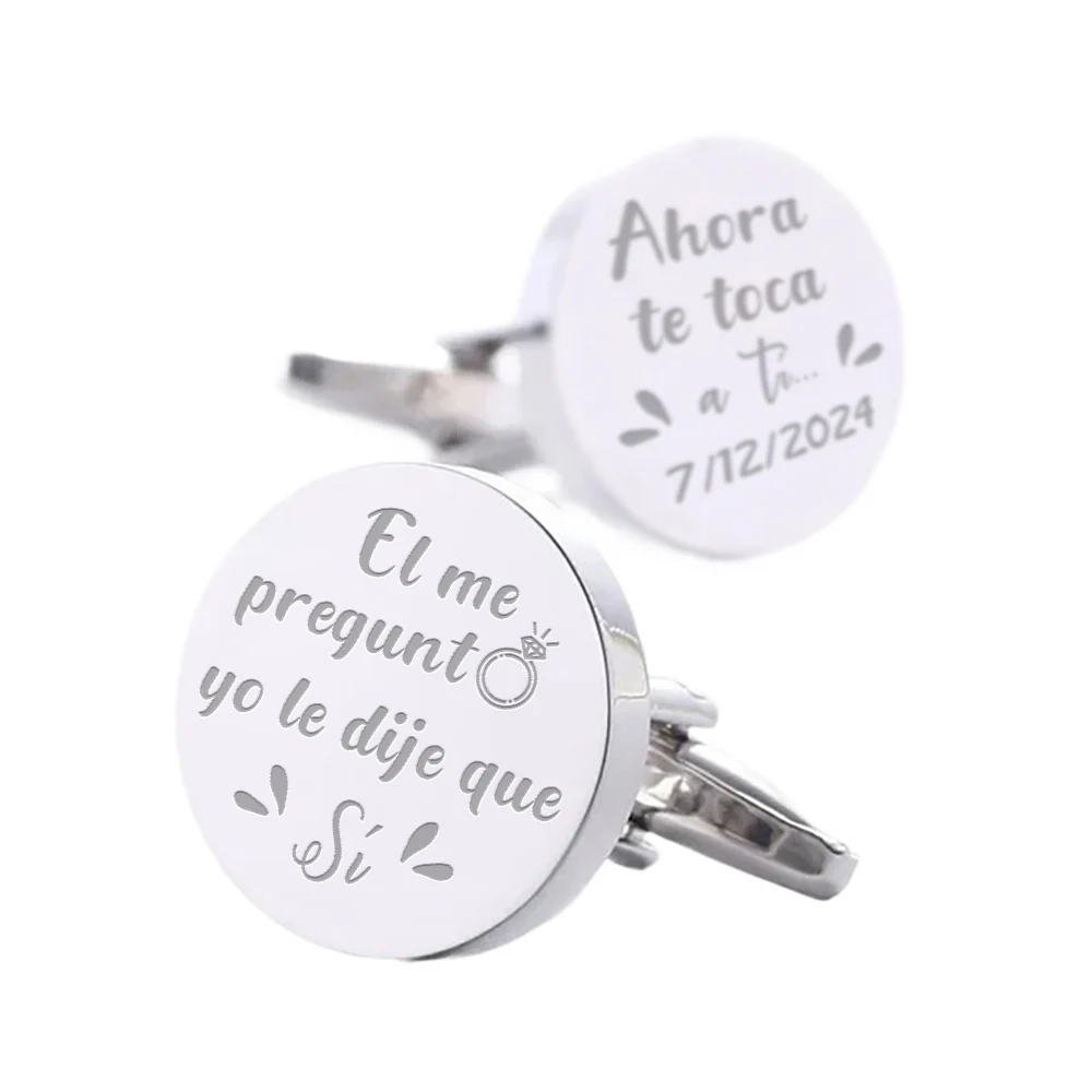 Personalized Engrave Steel Cufflinks for Wedding Birthday Men\'s  Metal Cuff Links Personalized Gents
