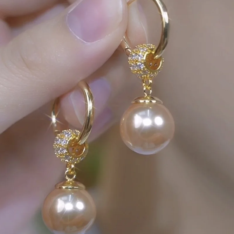 

Champagne Pearl Tassel Ear Cuff For Women, Fall Winter Light Luxury Elegant Face Slimming Versatile Earrings