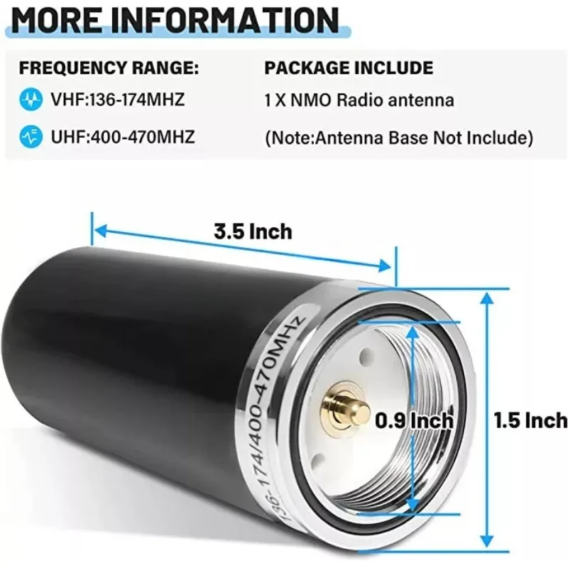 NMO VHF/UHF 144/430Mhz Dual Band Vehicle Radio Antenna Aerial PL259 Mount with 5M RG-58/U Coaxial Cable for Yaesu/Vertex Kenwood