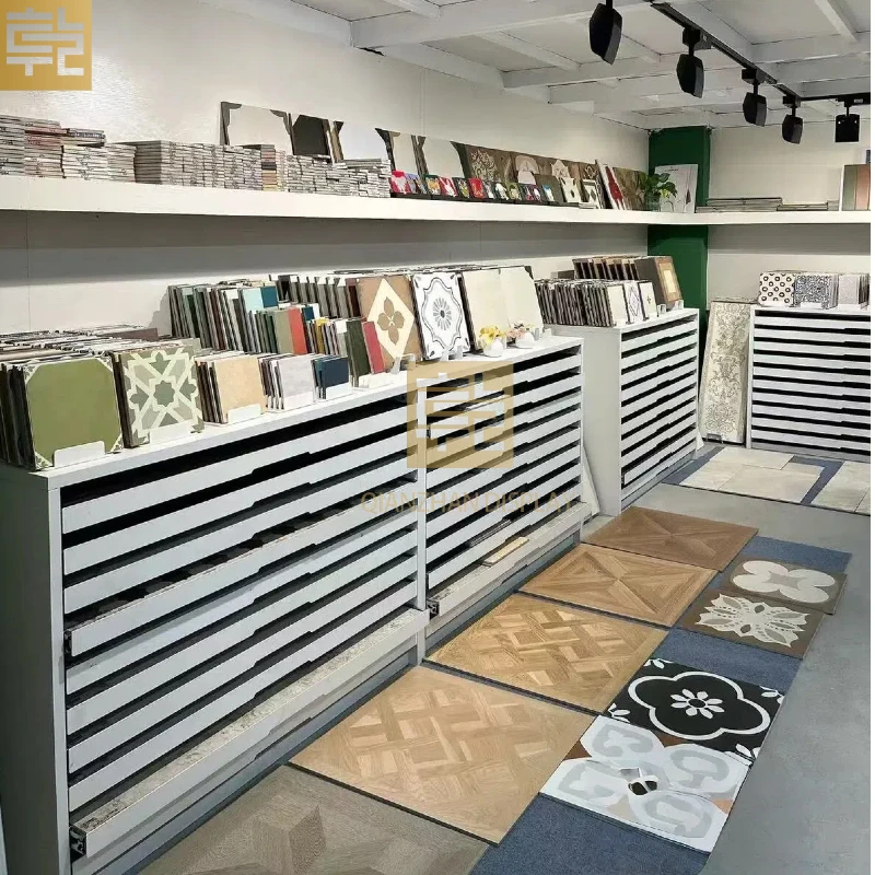 custom.Customizable High Capacity Multi - Functional Sliding Drawer Display Cabinet Tile Stone PVC Marble Showroom Or