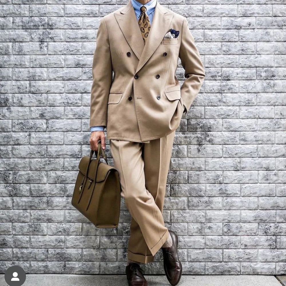 

Men's Suit Double-breasted Gun-clad Casual Jacket Set Comfortable and Fashionable Workwear Jackets Man Suits Sets Elegant Male