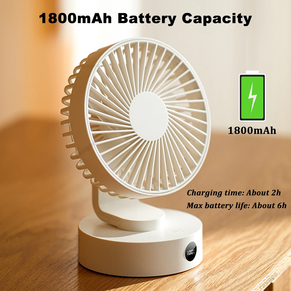 Desk Fan Portable Wireless Desktop Fan USB Rechargeable Table Fan Adjustable Angle Strong Small Electric Fan for Home 5 Speeds