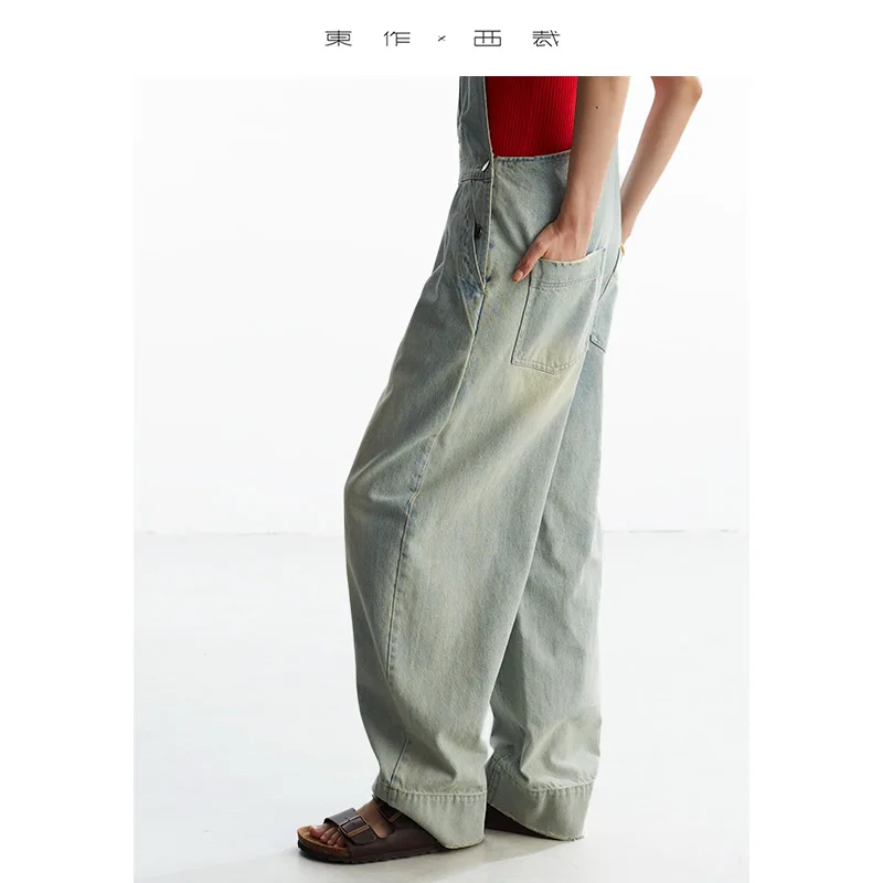 

Age-Reducing Artifact, Lazy Style ~ Women's Washed Light Blue Denim Overalls, Versatile Slimming Look Straight Jumpsuit 2025 Autum New Style