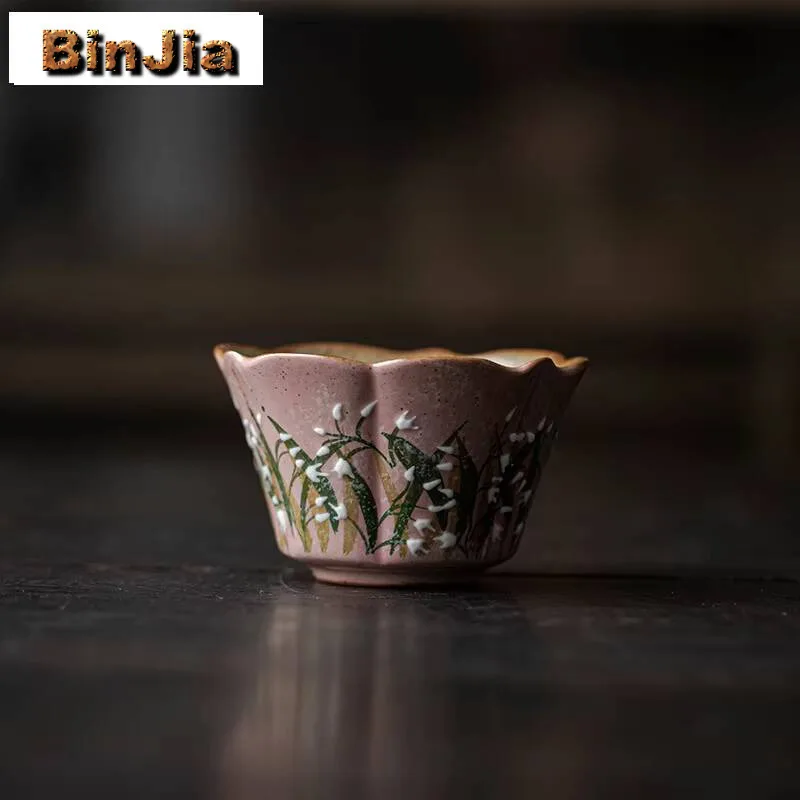 

Retro Rough Pottery Bell Orchid Tea Cup Japanese Household Master Fragrance Chinese Teaset Collection Ornaments Accessories Gift