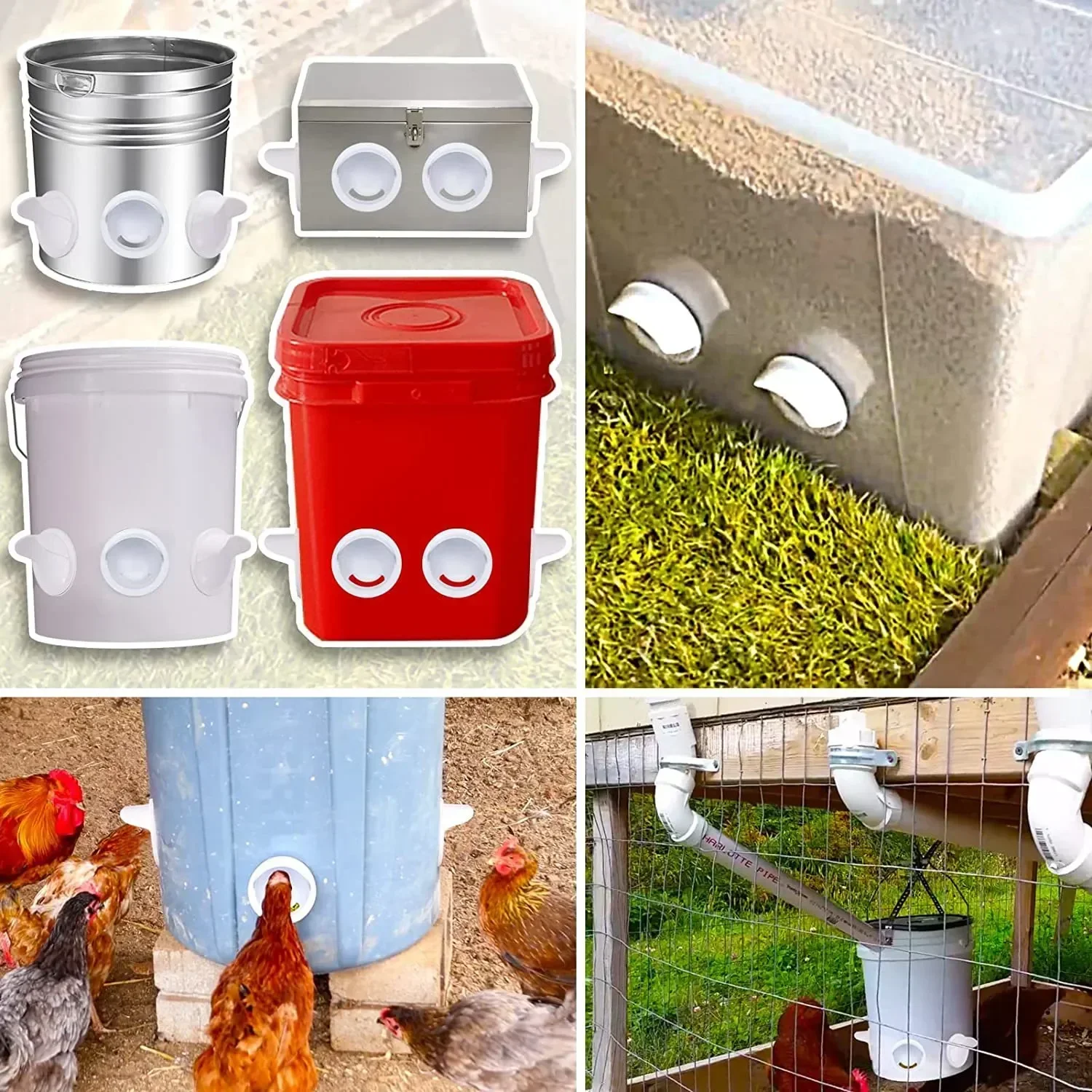 Ports Waste With Chicken Kit Port Feeder No Caps Stopper For Poultry Hole Automatic Saw Gravity And DIY Rat Buckets Fed