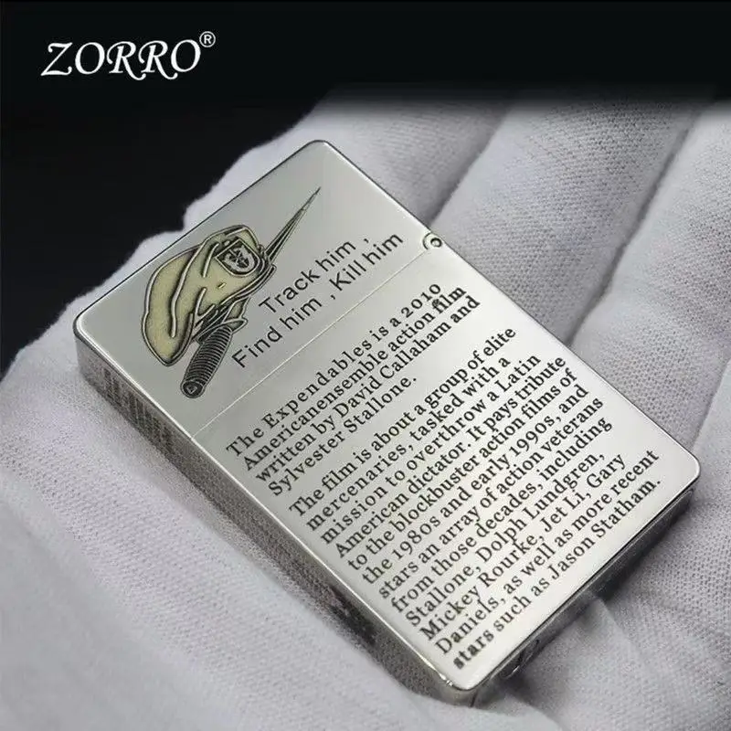 Zorro ZL8 Copper Ultra-thin Kerosene Lighter Constantine Pattern Personalized Engraving Grinding Wheel Lighter - Image 4