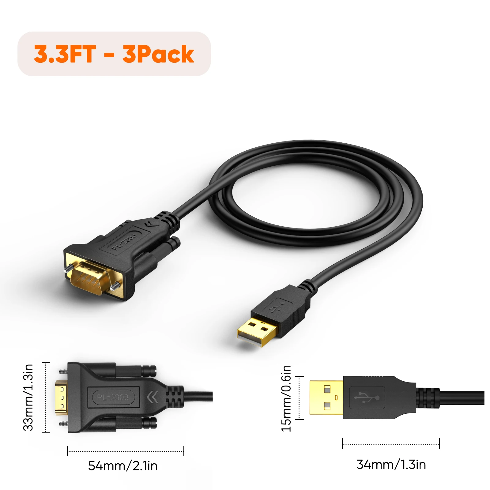 CableCreation Kabel USB do RS232 Męski, Układ PL2303, Złocony Złącze DB9 9 Pinów, Adapter szeregowy kompatybilny z Windows, Linux, Mac urządzenia przemysłowe — zdjęcie produktu 6