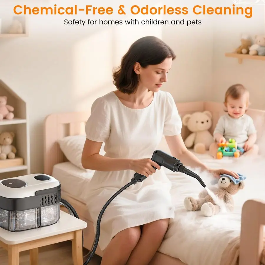 Steam Cleaner, 3Level Adjustable Handheld Steamer Cleaning for Home, 15s Fast HeatUp amp 47.3oz Tank, 2500W MultiSurface Portabl