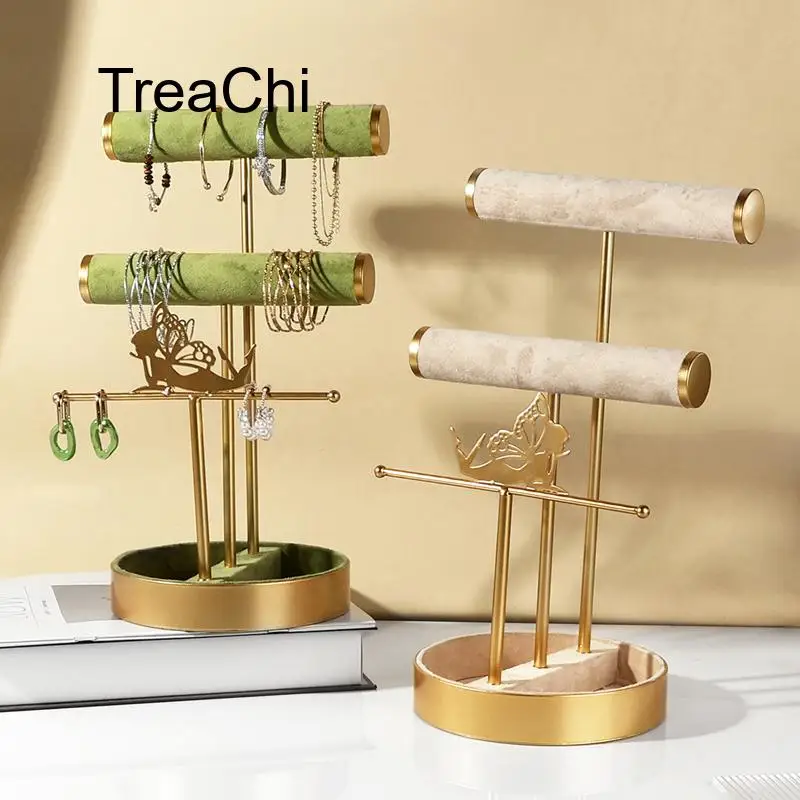 Three-Tier Butterfly Angel-Themed Display Stand with Detachable Gold-Plated Metal Frame for Bracelets Earrings and Other Jewelry