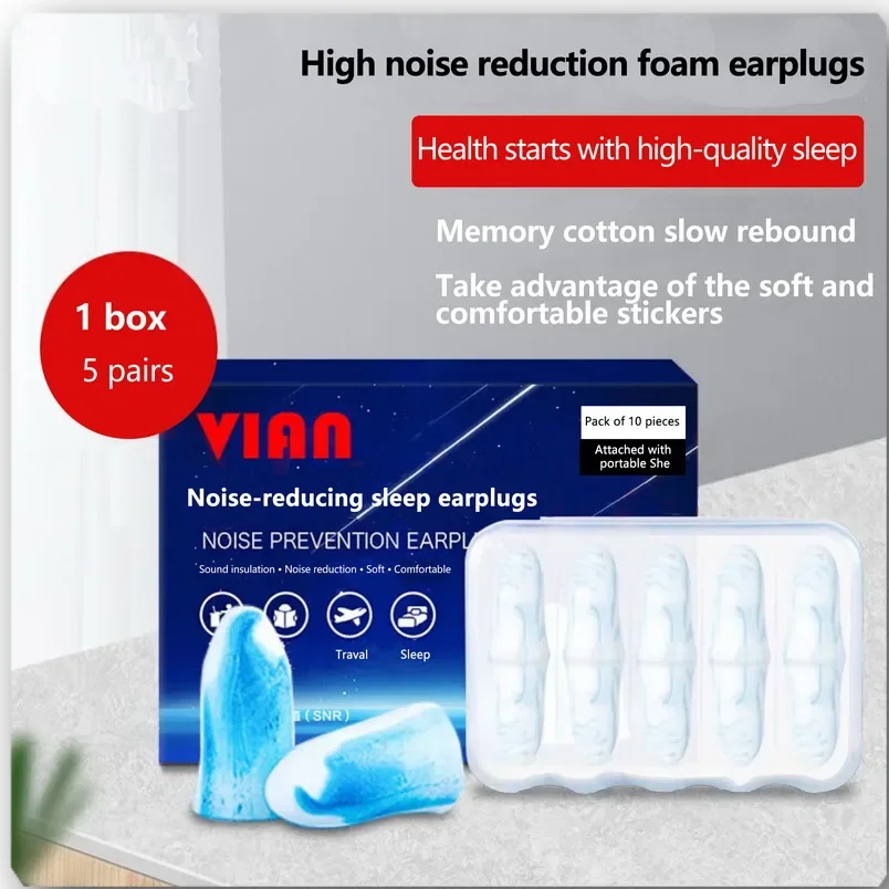 New B-1305 Noise Reduction And Sound Insulation Earmuffs 38 dB,Noise-Reducing Sleep Earplugs (A pack of 5 pairs.)