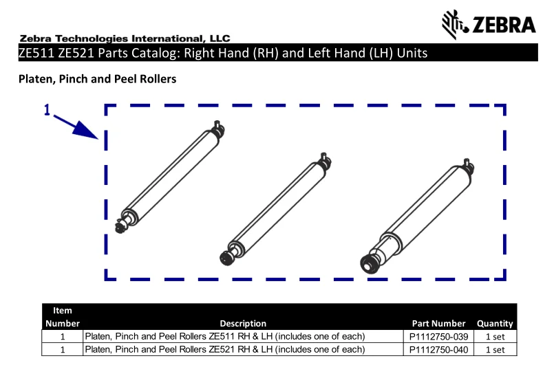 

ZE511 ZE521 Каталог запчастей: правая (права) и левая сторона (левая) единицы P1112750-040
