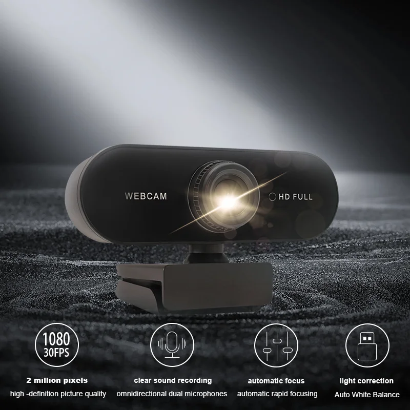 HD 1080P Mini Webcam with microphone, usb interface supports laptop desktop computer, suitable for live video call conference