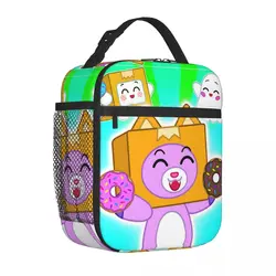 Lankybox Rocky Foxy Insulated Lunch Bag Large Cute Cartoon Donuts Reusable Thermal Bag Tote Lunch Box School Travel Food Handbag