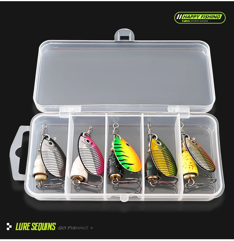 TAIYU 5er-Pack 9cm 10g Composite Spinnerbait Angelköder, Laser-Rotierende Flügel, Geräuscharm Anlockende Angelköder-Set – Detail 9