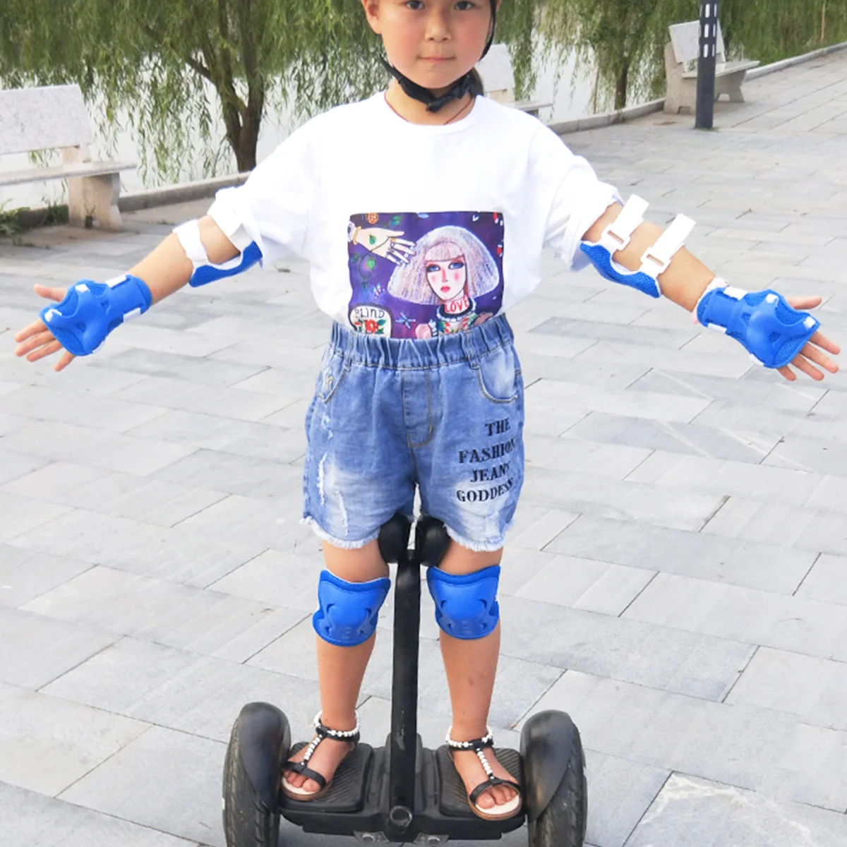 

1Set Protective Gear Knee Elbow Wrist Pads Roller Skating Skateboard Scooter Safety for Adjustable Comfortable