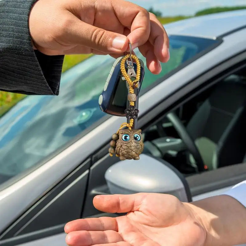البومة سلاسل المفاتيح الطرف الديكور المألوف سلسلة المفاتيح الخشبية الهاتف حقيبة سحرية قلادة حساسة رائعة البومة ديكور للعائلة