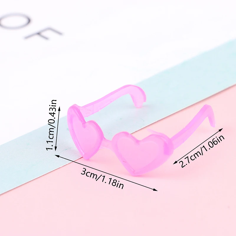 Accessoires de poupées, Mini lunettes en forme de cœur en plastique pour poupées 1/6, maison de poupée, jouet pour enfants, lunettes de fête, 10 pièces