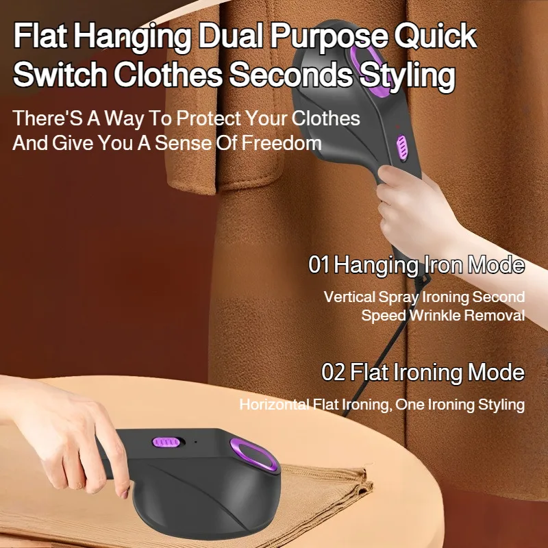 مُبخّر ملابس محمول باليد يعمل بمنفذ USB معلق/حديد مسطح بلمسة واحدة مزيل التجاعيد للاستخدام المنزلي/السفر