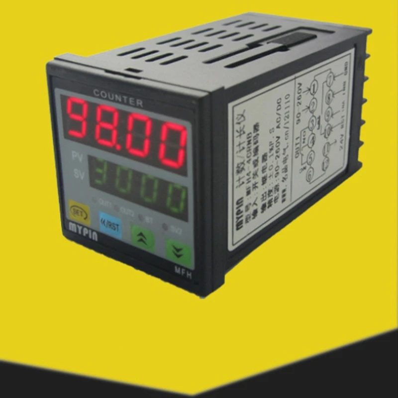 MYPIN 4 Digital Counter Length Counter Length Meter Multi-Functional Intelligent 90-260V AC/DC Preset Relay Output