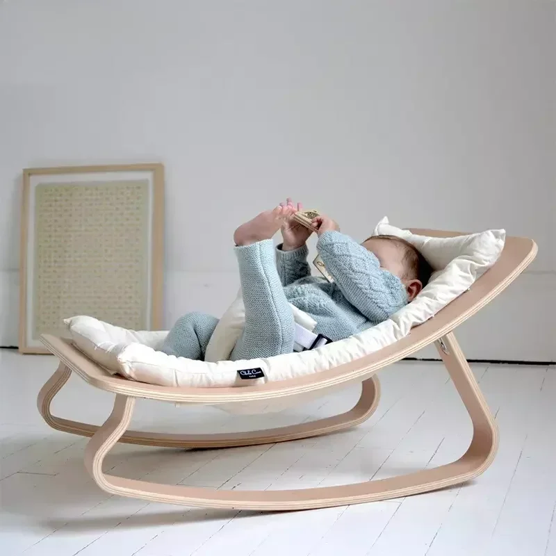 Montessori Baby Bouncer dzieci sypialnia drewniana Sofa huśtawka na biegunach krzesło z kołyską łóżko Baby Rocker Baby Bouncer krzesło