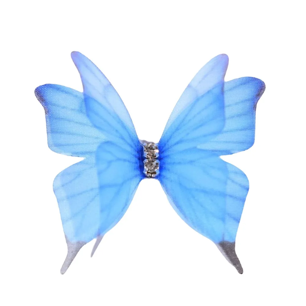 

50 шт. 4 см аппликации-бабочки из органзы, градиентные, 3D-имитация, сетчатые, двухслойные, для рукоделия