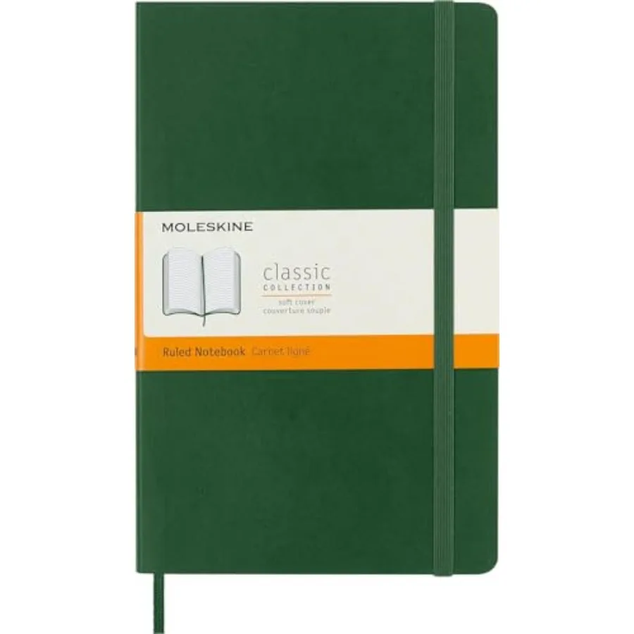 

Classic Notebook, Soft Cover, Large 5" x 8.25" Ruled/Lined, Myrtle Green, 192 Pages