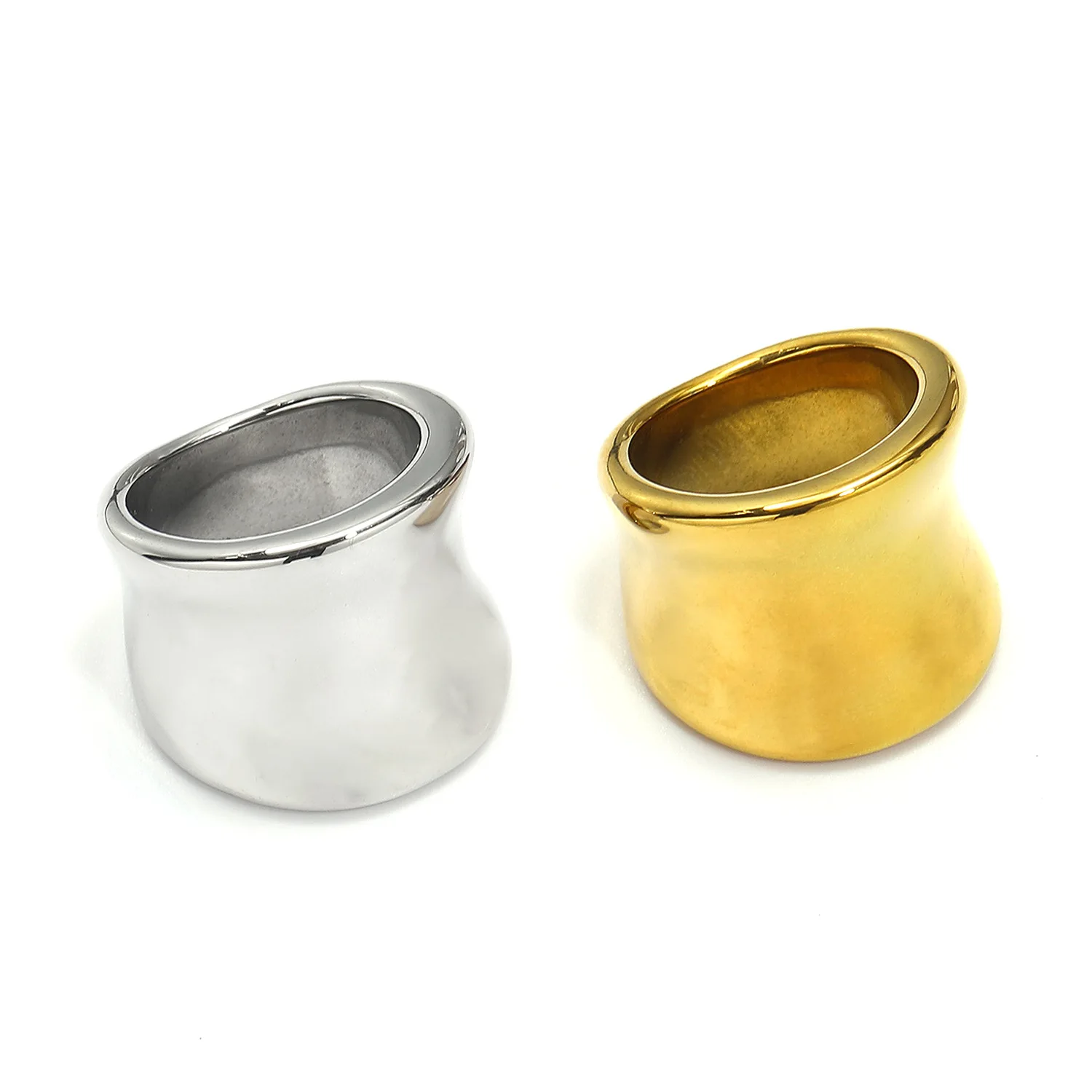 INS style French women's ring stainless steel European and American personalized geometric inner arc women's ring