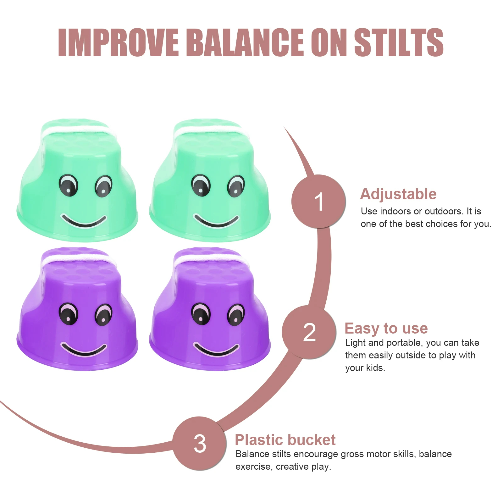 4pcs Stilts Kids Balance Training Toy Smile Face Design Kids Stepper Toy Sports Play Portable Safe Outdoor Toys