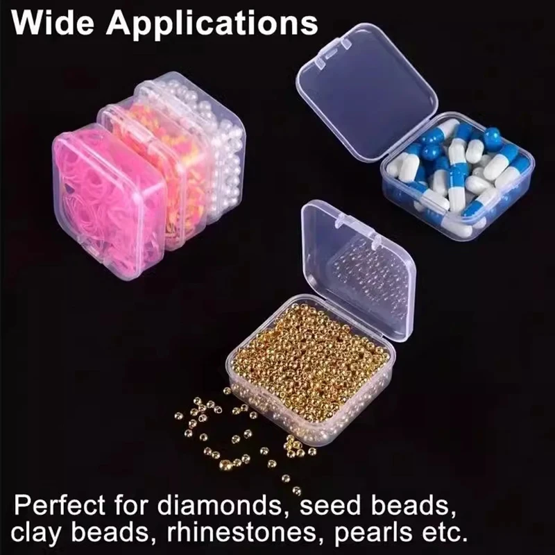 42PCS Square Storage Box Pearl Bead Diamond Painting Drills Storage Boxs Medicine Organizer with Accessories Classification Box