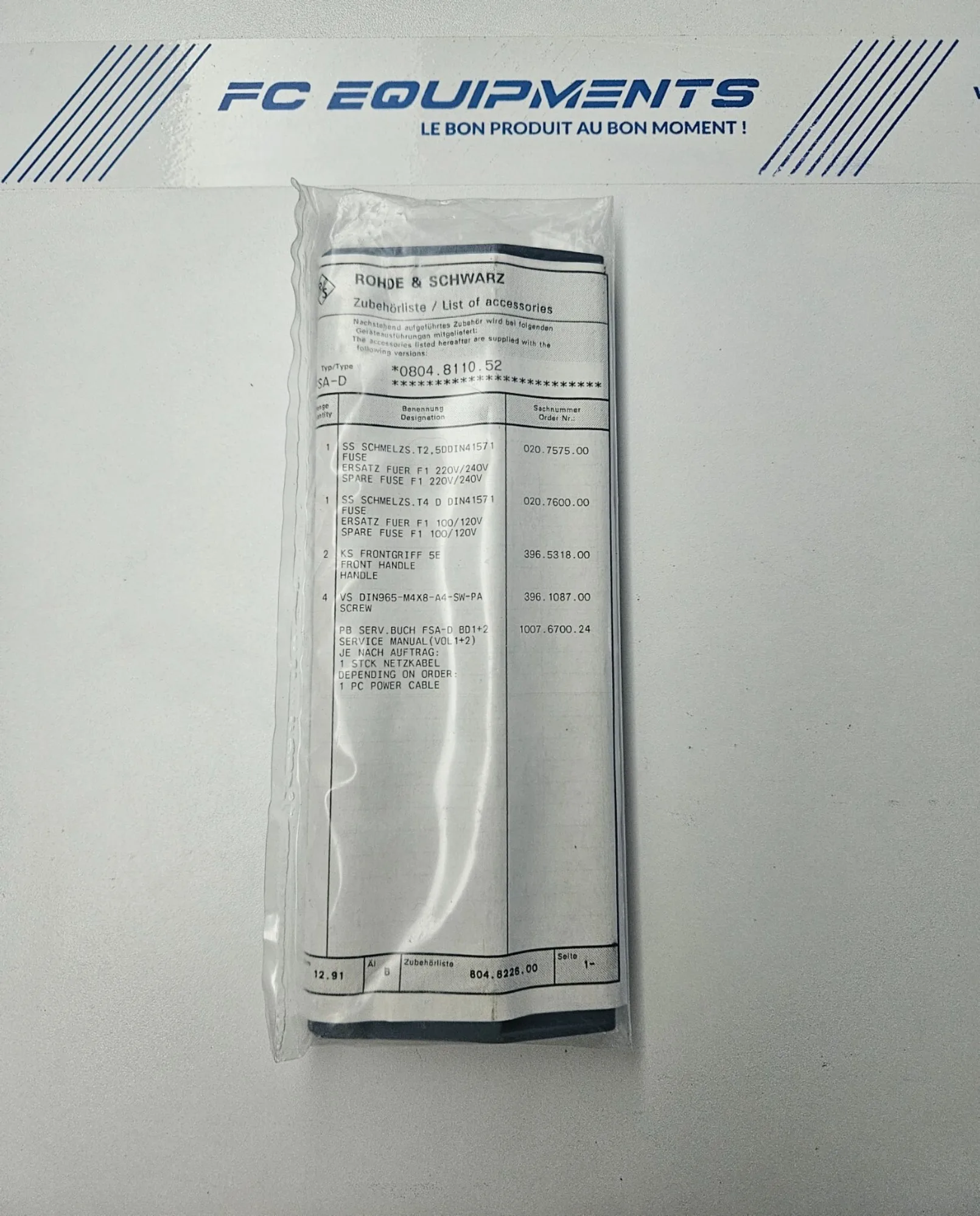 Rohde and Schwarz 0804.8110.52 Front Handles Kit for FSA-D Display (396.5318.00)#MOQU