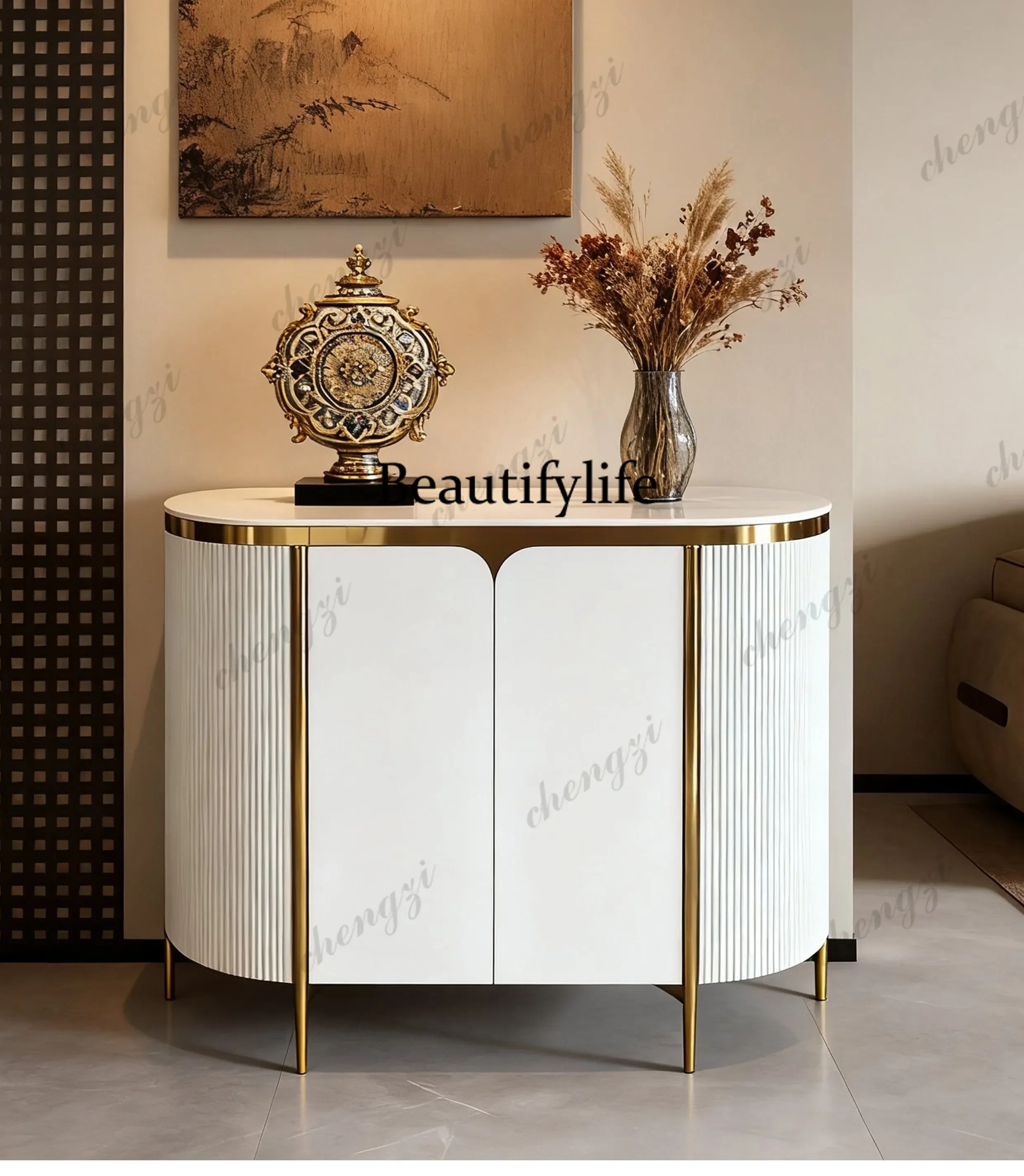p182 European-style entrance cabinet Light luxury decorative cabinet Corridor aisle entry, American-style entrance cabinet