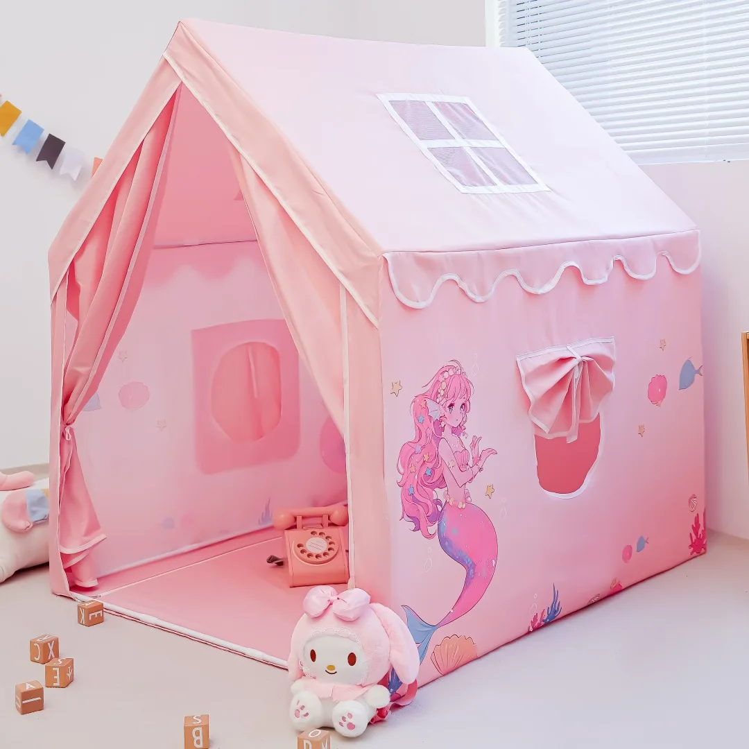 Tente de jeu pour enfants, grande maison de jeu pour enfants avec 2 portes et 4 fenêtres pour tente de noël intérieure et extérieure pour tout-petits