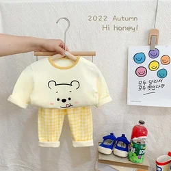 Cute Newborn Babies Cartoon Clothes Set Autumn Winter Toddler Infant Long Sleeves Top Pant Underwear Outfit 3months To 24months