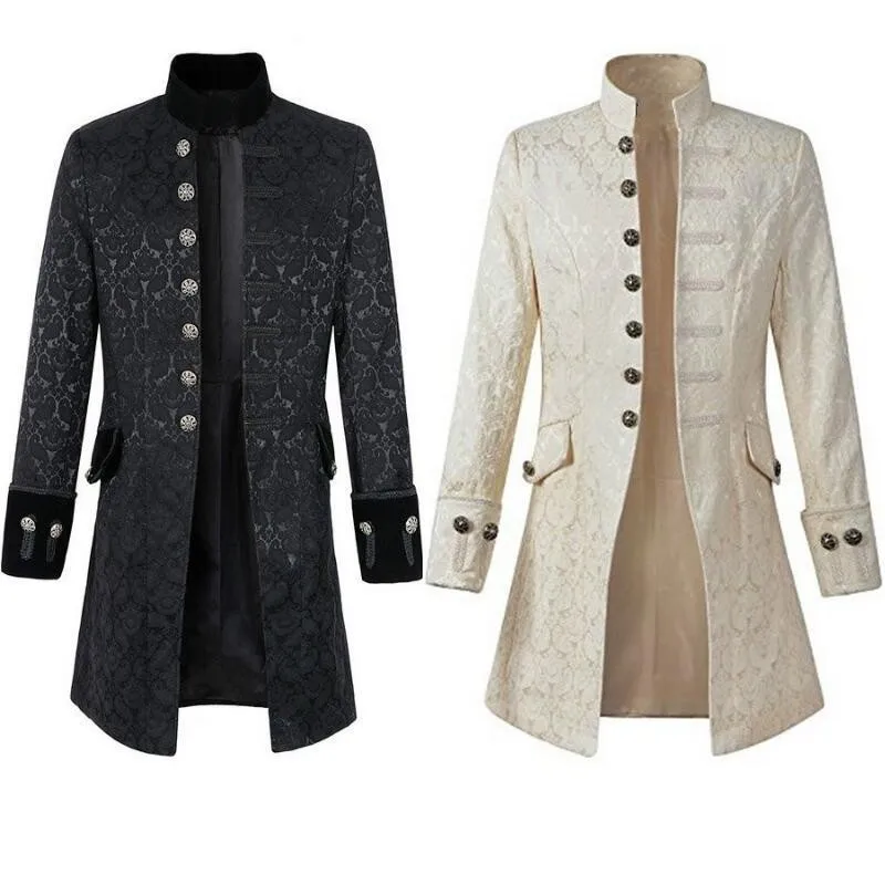 European American Men's Coat Medieval Clothing Solid Color Fashion Steampunk Retro Men's Uniform