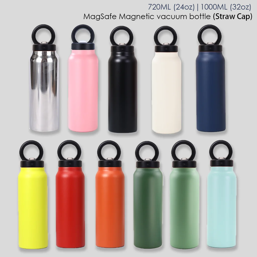 Personalised Magsafe Water Bottle with Phone Holder 720ML 1000ML 24oz 32oz Magnetic Stainless Steel Customised Thermal Flask 