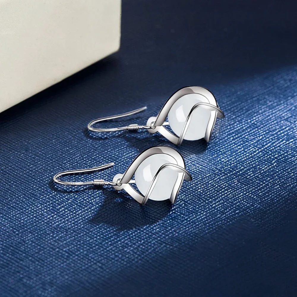 Hot fine 925 Sterling silver charm drop earrings for women fashion designer party wedding accessories jewelry holiday gifts