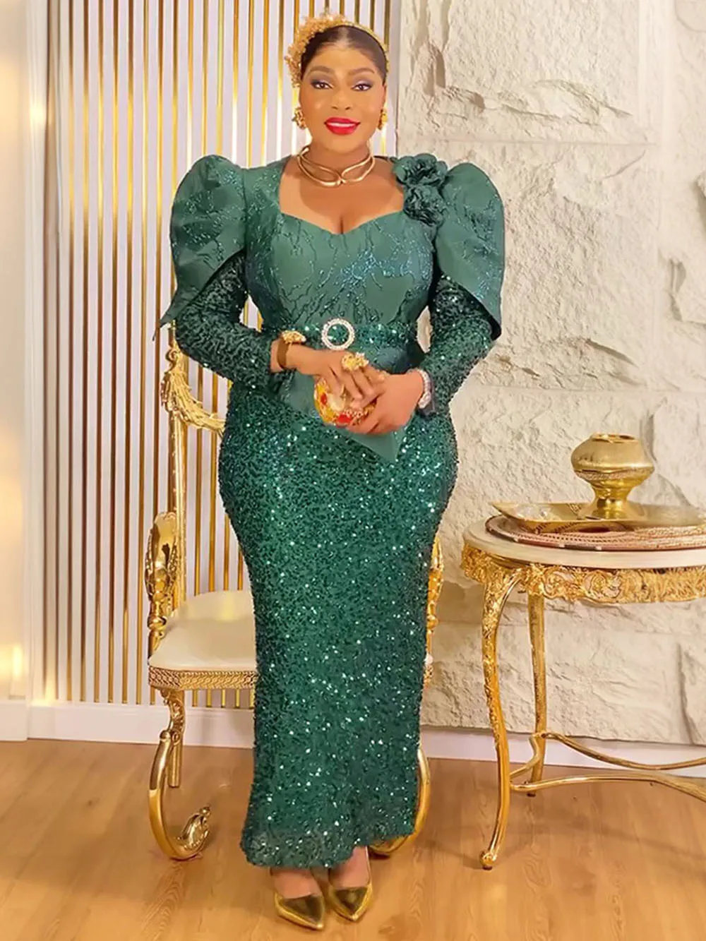 فساتين الترتر الفاخرة للنساء الأفريقية أنقرة Dashiki ملابس الزفاف حفلة سهرة فساتين عيد ميلاد حفلة موسيقية فستان طويل الملابس #3