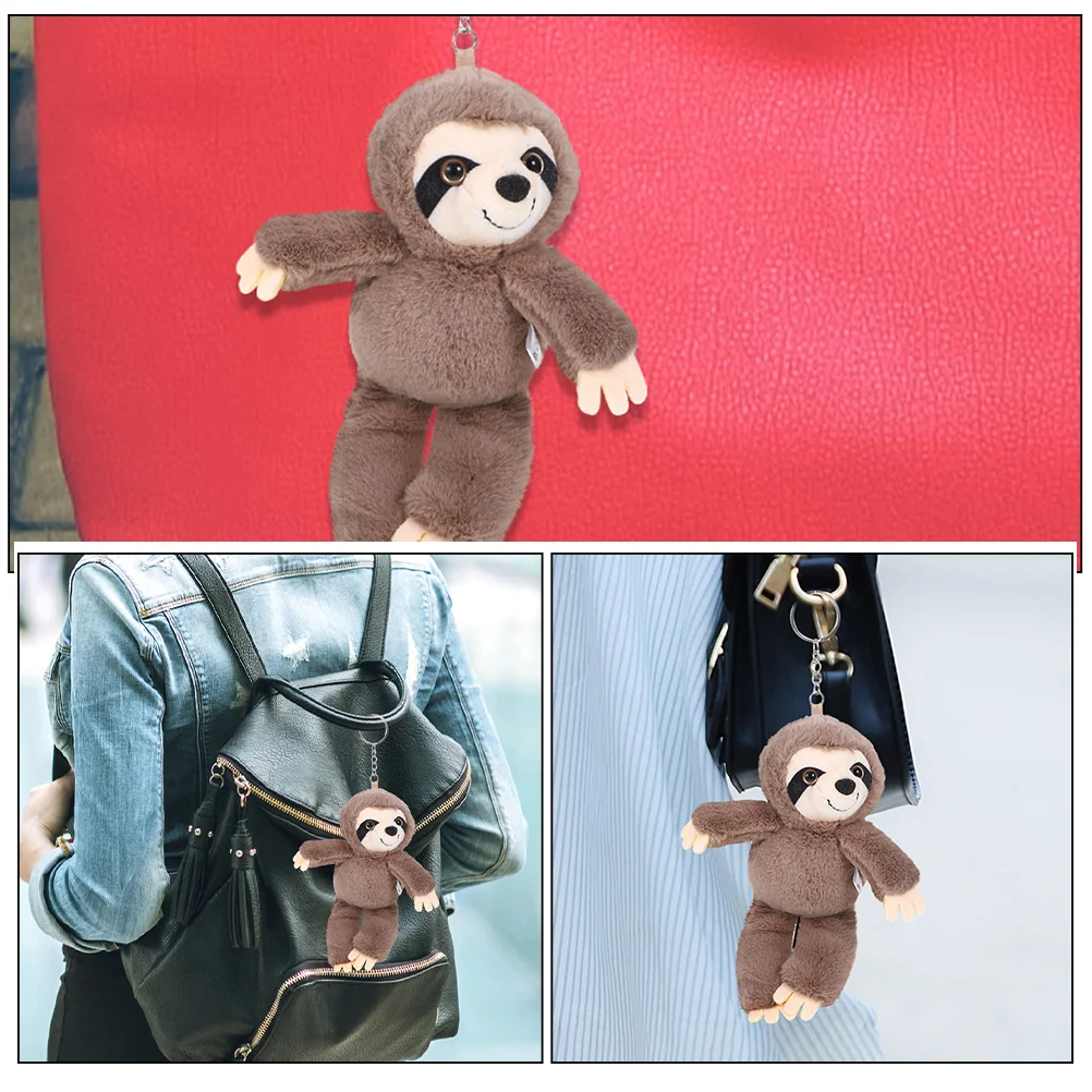 2 Pcs Mini Plush Animal Toy Sloth Keychain Backpack Decorations for Girls Keychains Backpacks Child Hanging Bag Pendant