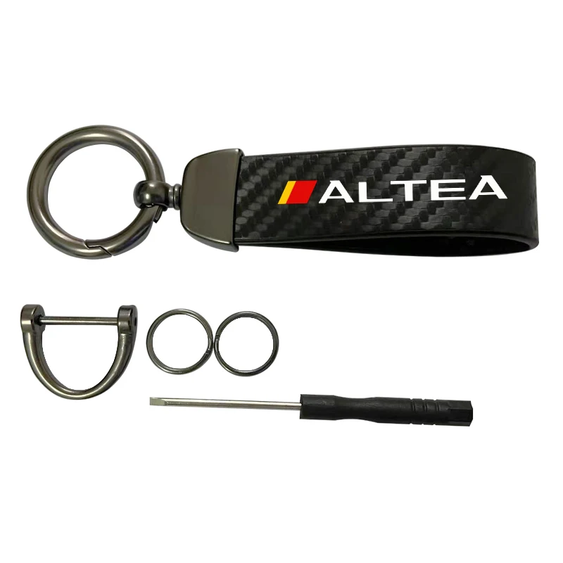 High-Grade Car Keychain Ring Carbon Fiber Metal Keychain Horseshoe Buckle for Seat Ibiza Cupra Arosa Ateca Cordoba Exeo Tarraco