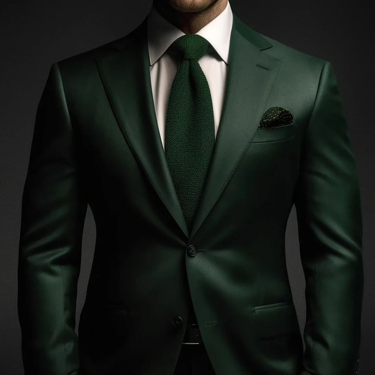 Classic Green Wedding Men's Suit Smooth Fit Slim 2-Pieces Coat Pants Party Tailor-Made Groom Formal Occasions Size Customized