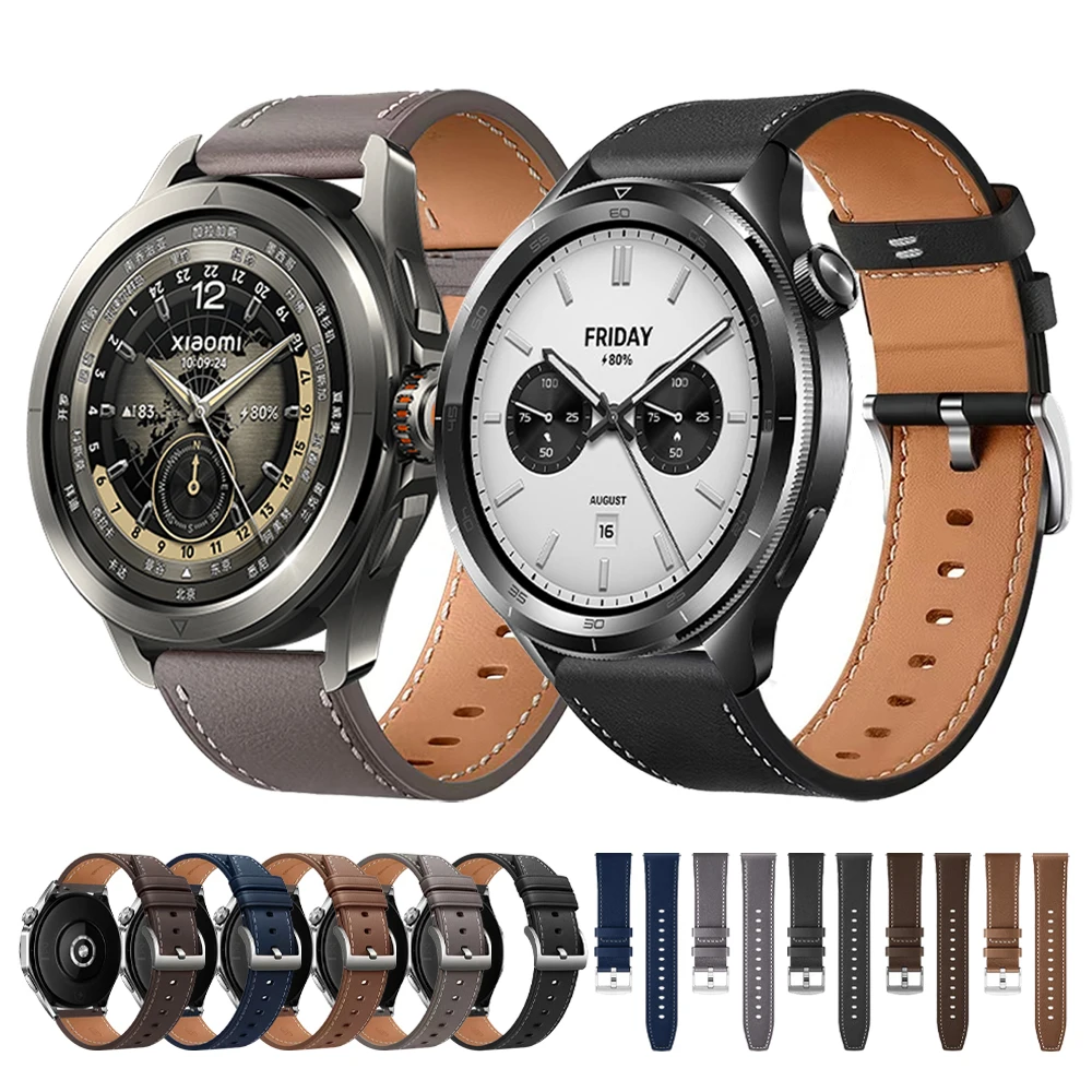 Pulseira de couro de 22mm para xiaomi watch 2 pro/s4 s3 s2 46mm s1 pro/mi watch color 2 pulseira para huawei watch gt6 pro