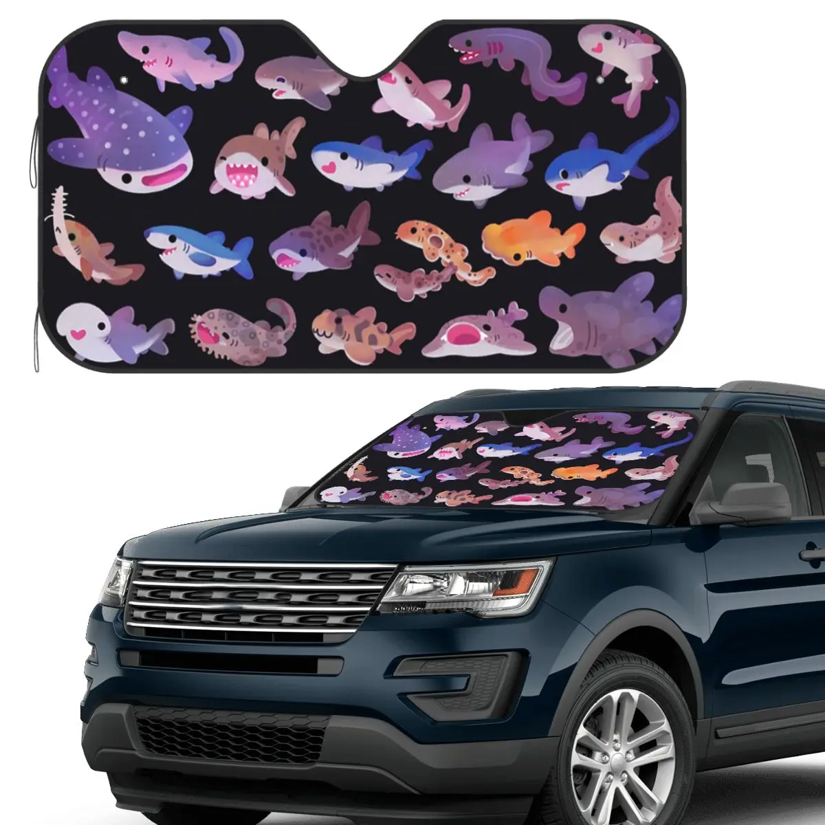 

Shark Day Sunshade Windscreen Car Front Windshield Window Sun Visor Accessories Covers