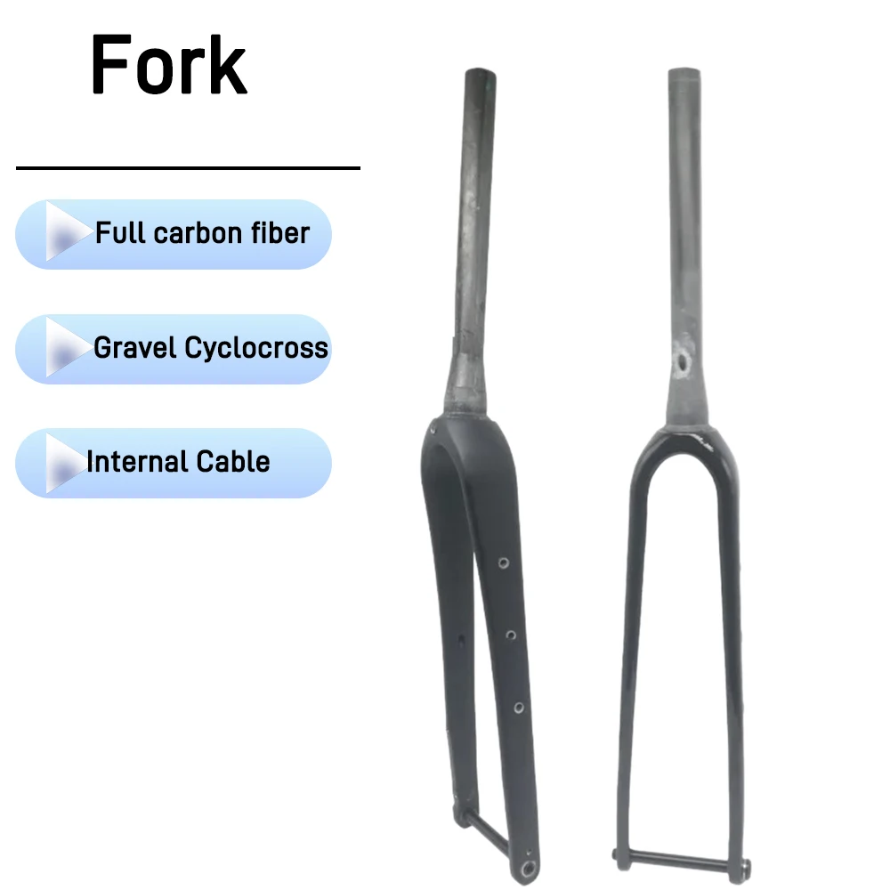 1000 Full Carbon Fiber Gravel Bike Front Fork 700C Max 700×45C, Matte Glossy Finish, Flat Disc Brake, 100×12mm Thru‑Axle, 28.6mm