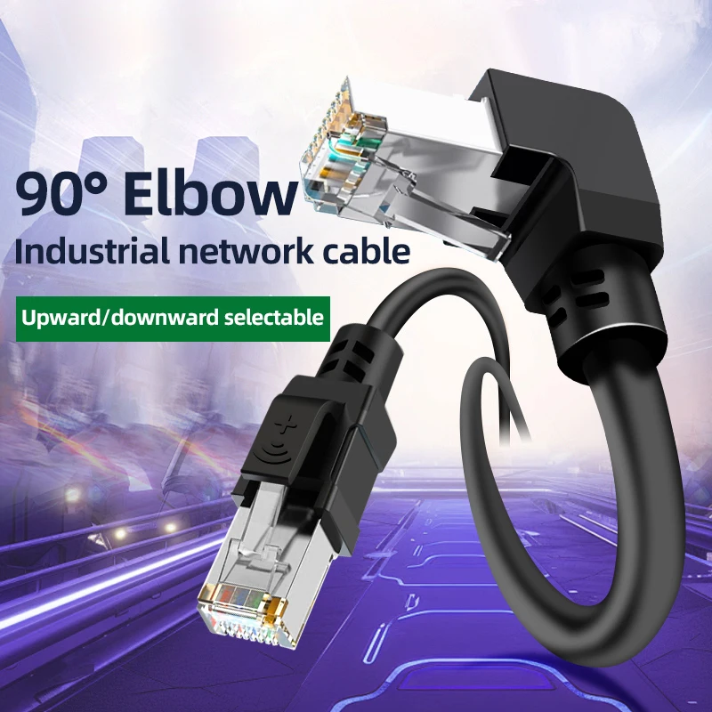 Elbowed RJ45 Head Industrial Ethernet Cable Profinet Ethercat CAT6a SFTP Double Shielded Gigabit High Flexible Patch Cord