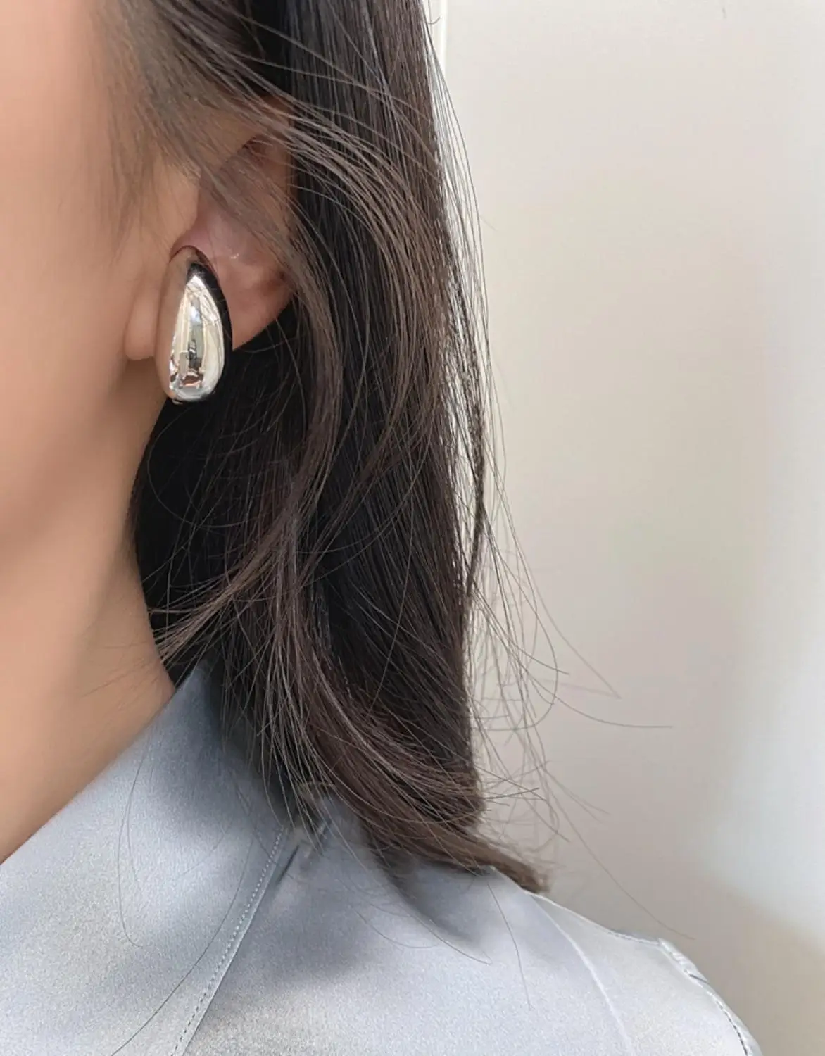 Titanium Geo Statement Clip Earrings Women Stainless Steel Jewelry Punk Party Runway rare Boucle  Korean Japan Hiphop Top Fancy